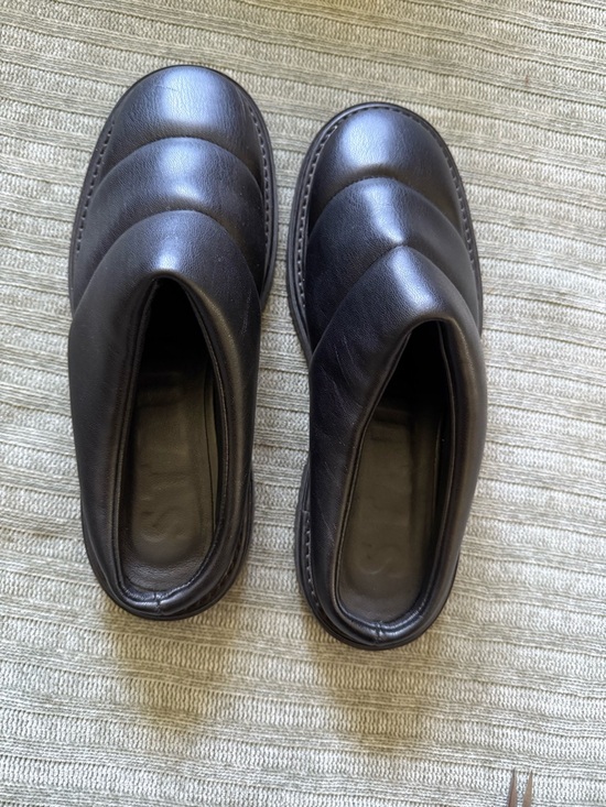 STAUD Shoes - STAUD Black Quilted Leather Slip-On Mules